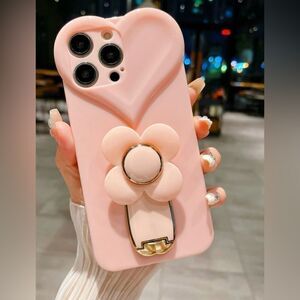 Heart & Flower Rotating Stand Case for iPhone 16 Pro Max